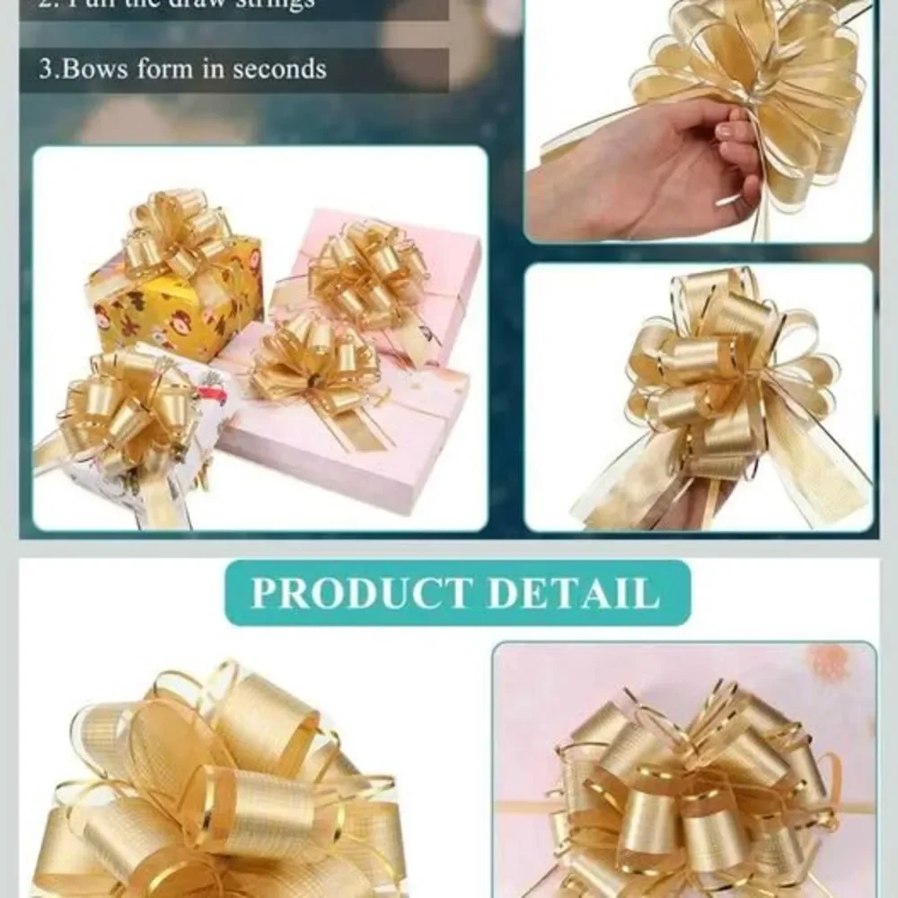 WILLBOND 20 Pieces 6 Inch Pull Bows Gift Wrapping Ribbon Pull Bows